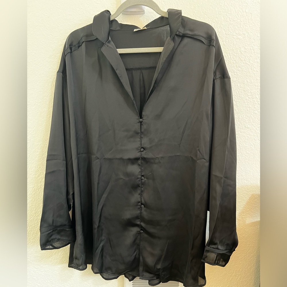 Free People, Dreamy Days Solid Pajama Set, XL, Washed Black
